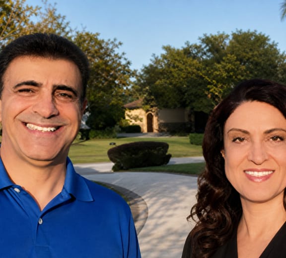 Drs. Reza Azari and Marzieh Zahedi outside Azari & Zahedi Dentistry in Jacksonville